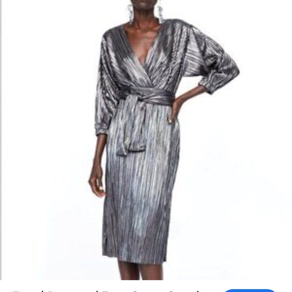 Zara Elegant Metallic Wrap Dress size M